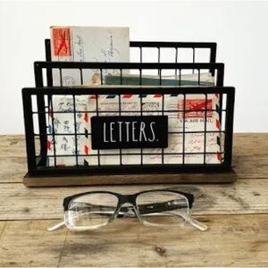 RAE DUNN  Desktop Letter Holder/Sorter - Dark Wood Tone